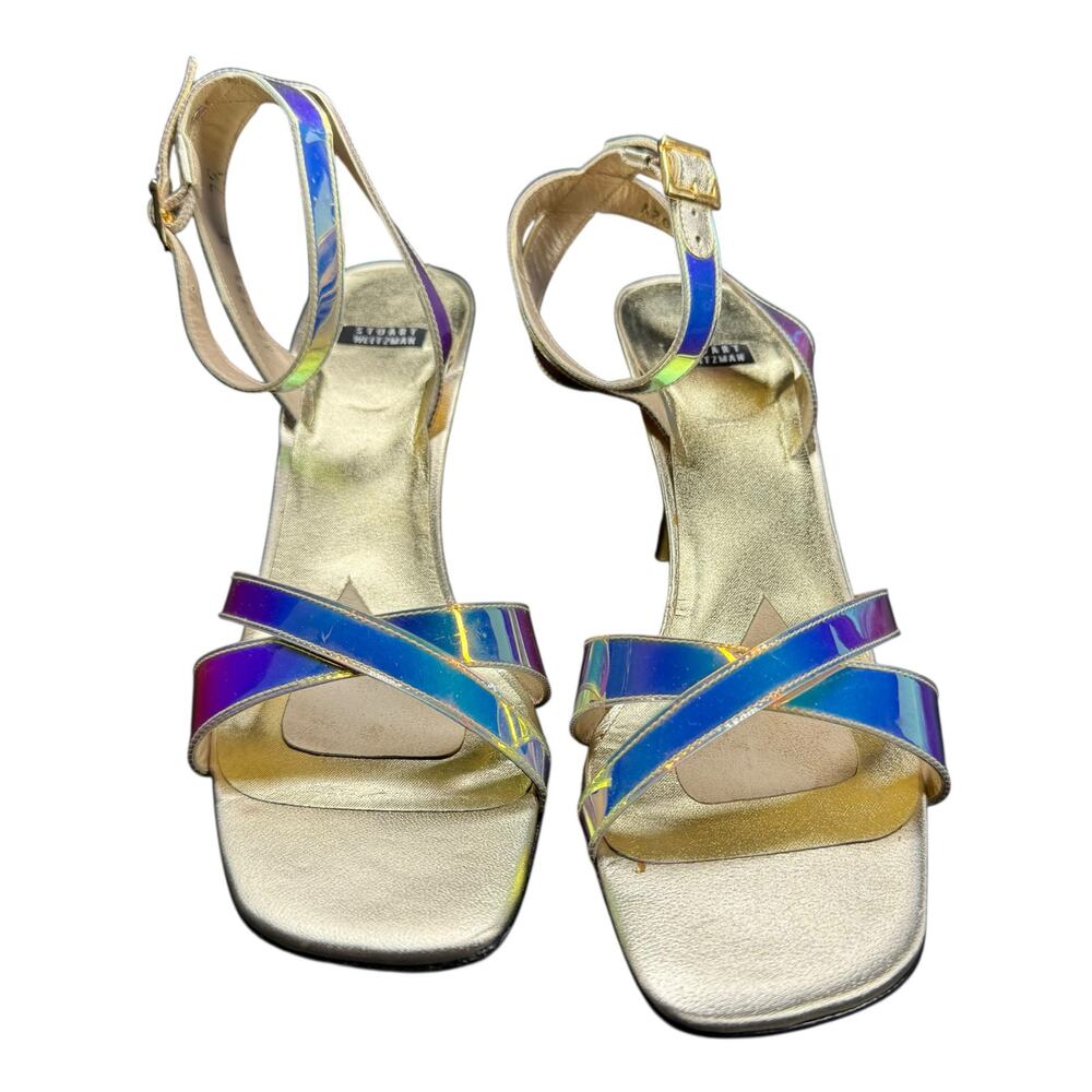 Stuart Weitzman Vintage Monami Mystic Vinyl Iridescent Holographic Heels 7.5 - Picture 3 of 14